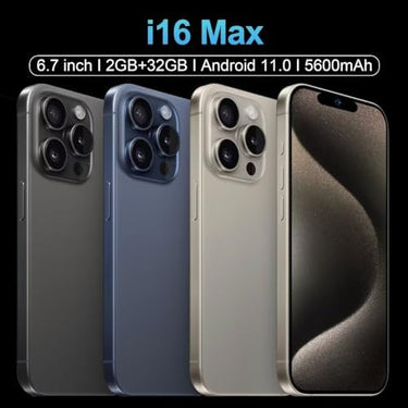 I16 Max Desbloqueado Cell Phone, 2GB+32GB Expandable 256GB, 6.7Inch HD Touch Screen, Tempered Glass Finish, 5600mAh Android 11 Smartphone, Dual SIM, Face Unlock,Gold